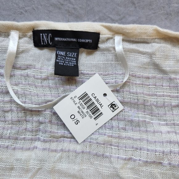 NWT INC Cover Up Textured Woven Stripe Purple Pink Black White ONE SIZE OS - Picture 5 of 6